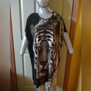 Cristina Love Size XL Long Sleeveless top Tiger Print